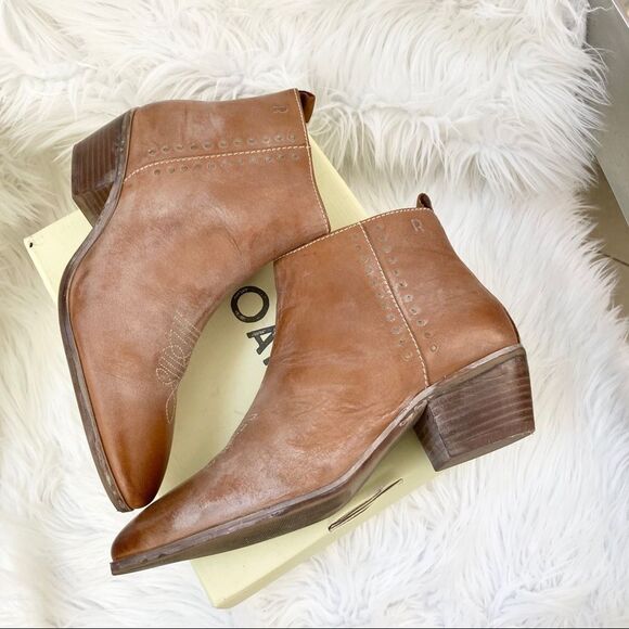 ROAN Aggie leather tan washed leather booties 10 - Picture 5 of 9
